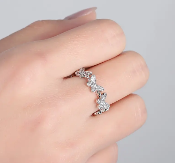 Elegant Silver Butterfly Ring - SubhagAlankar