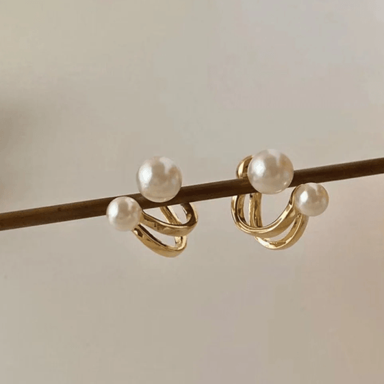Double Pearl Ear Stud - SubhagAlankar