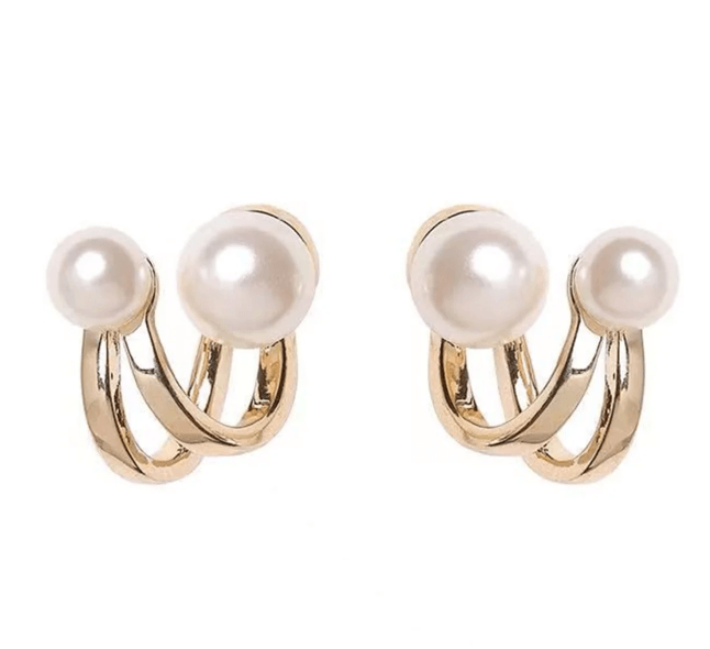 Double Pearl Ear Stud - SubhagAlankar
