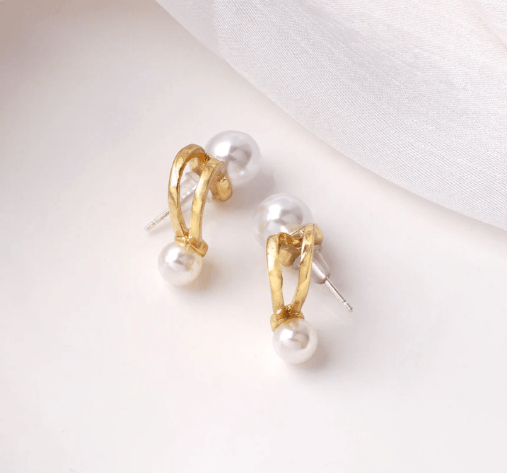 Double Pearl Ear Stud - SubhagAlankar