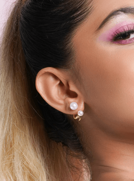 Double Pearl Ear Stud - SubhagAlankar