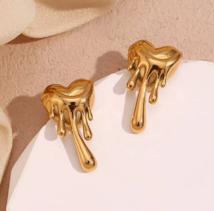 18k Gold Plated Melting Heart Earrings - SubhagAlankar