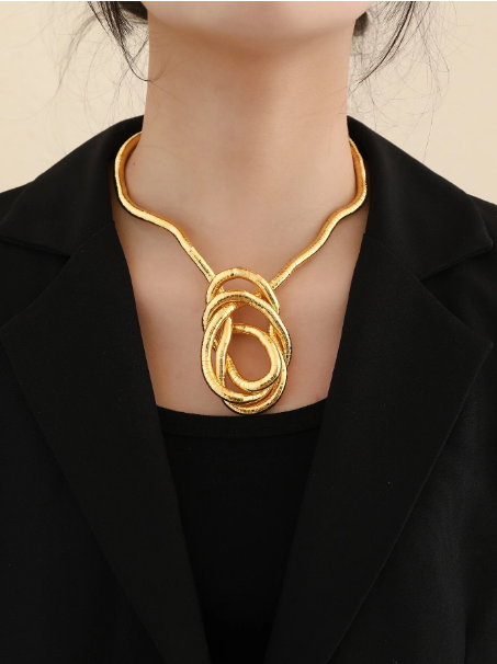 18k Golden Bendable Statement Necklace - SubhagAlankar