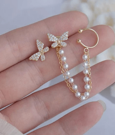 Butterfly Ear cuff Tassel Earring - SubhagAlankar