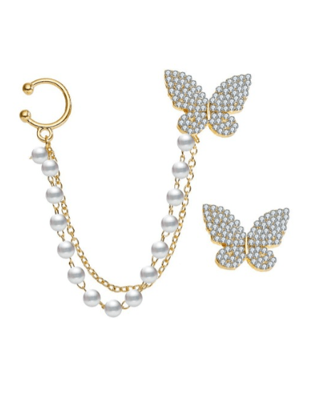 Butterfly Ear cuff Tassel Earring - SubhagAlankar
