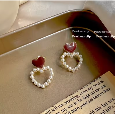 Graceful Pearl Heart Drop Earring - SubhagAlankar