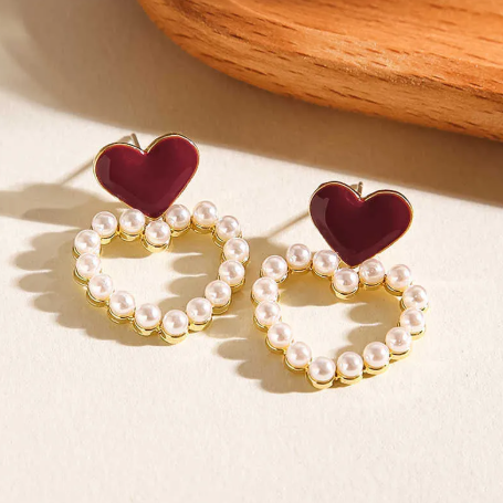 Graceful Pearl Heart Drop Earring - SubhagAlankar