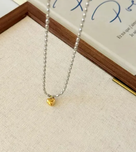 Elegant Silver Plated Mini Heart Necklace - SubhagAlankar