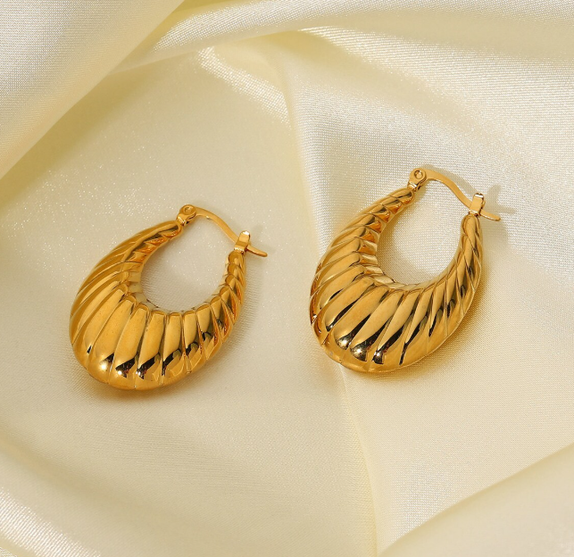 Bold Gold Croissant Hoops Earring - SubhagAlankar