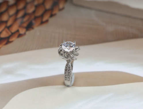Silver Plated Solitaire Ring - SubhagAlankar