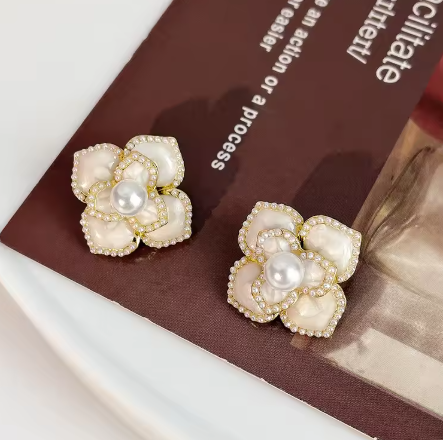 Charm Floral Pearl Studs Earring - SubhagAlankar