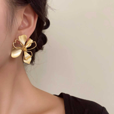 Golden Glamour Blossom Earrings - SubhagAlankar