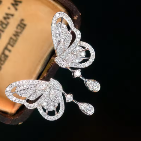 Elegant Sparkling Crystal Butterfly Earrings - SubhagAlankar