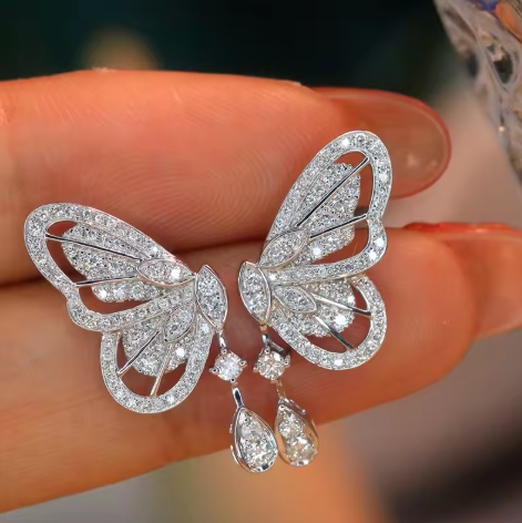 Elegant Sparkling Crystal Butterfly Earrings - SubhagAlankar