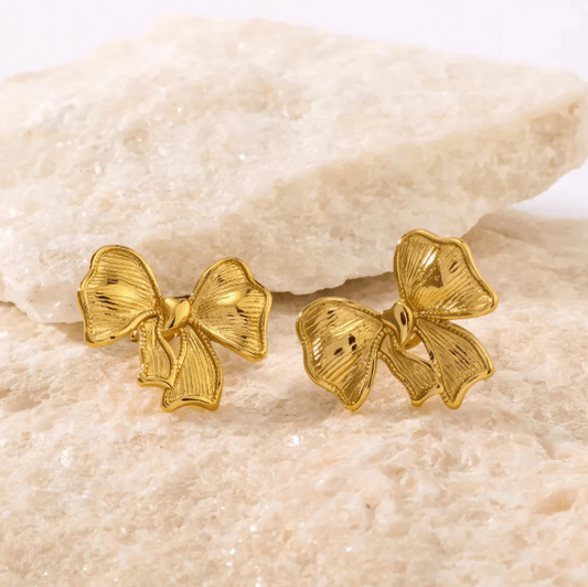 Sia's Golden Bow Statement Stud Earring - SubhagAlankar