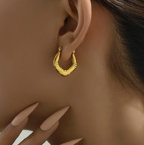 Chunky Rhombus Hoop Earrings - SubhagAlankar