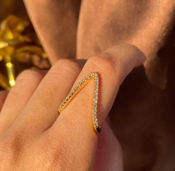 V Shape Golden Ring