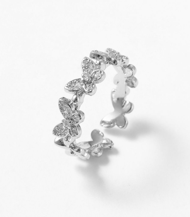 Elegant Silver Butterfly Ring