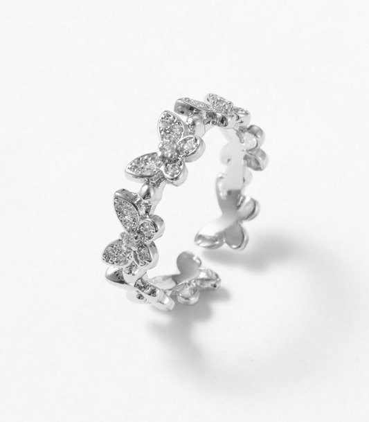 Elegant Silver Butterfly Ring