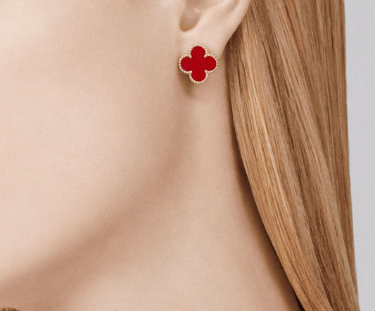 Statement Red Clover Studs