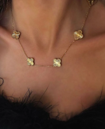 Statement Golden Clover Necklace