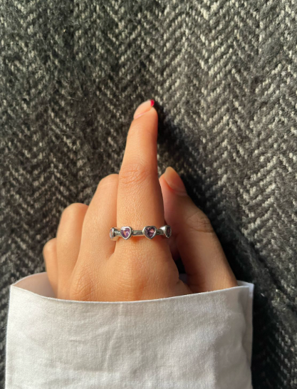 Purple Crystal Heart Ring