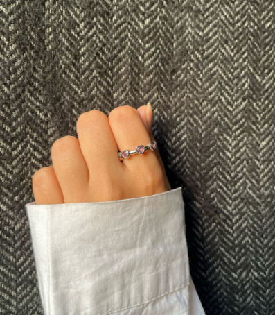 Purple Crystal Heart Ring