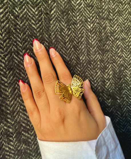Golden Filigree Butterfly Ring