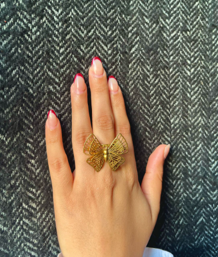 Golden Filigree Butterfly Ring