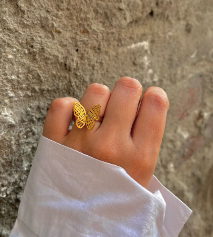 Golden Statement Butterfly Ring