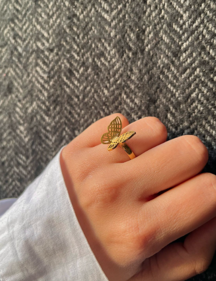 Golden Statement Butterfly Ring