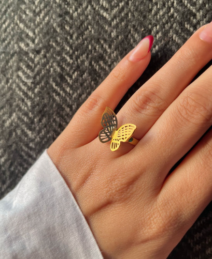 Golden Statement Butterfly Ring