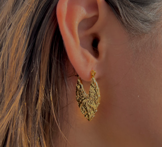Hammered V Hoop Earrings