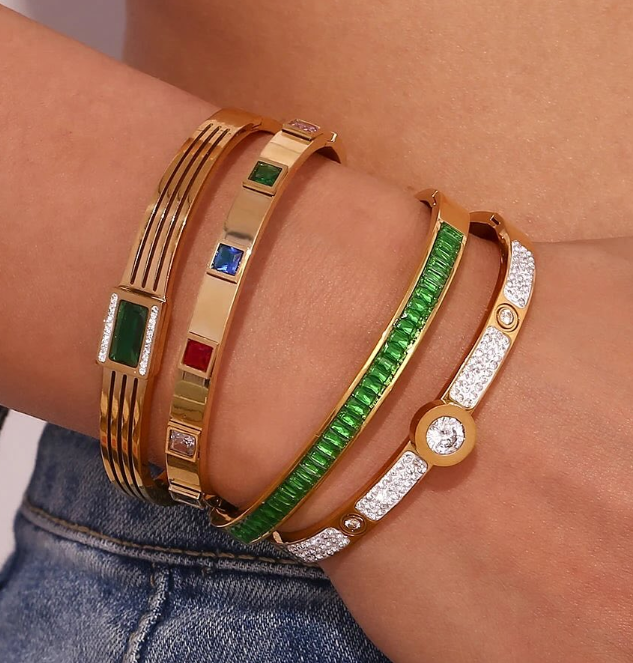 Green Prism Bracelet - 18k Gold plated