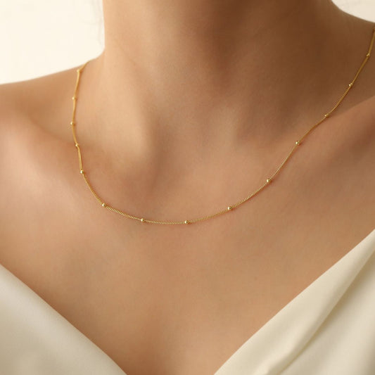 18k Gold Plated Beaded Chain For Women