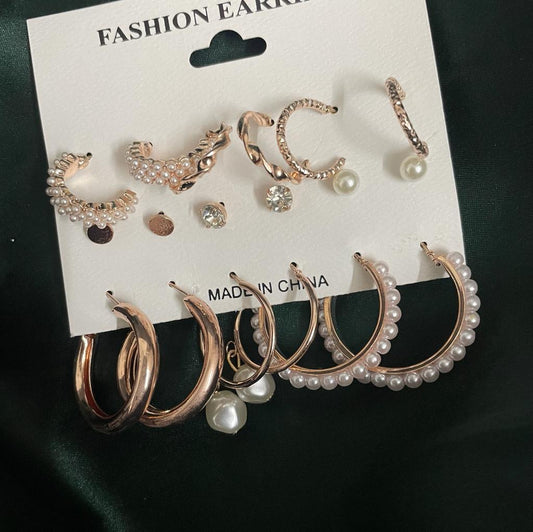 9 pair of Rose Gold Hoops - SubhagAlankar
