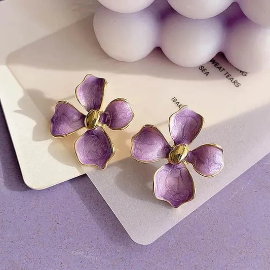 Larissa Purple Flower Stud Earring - SubhagAlankar