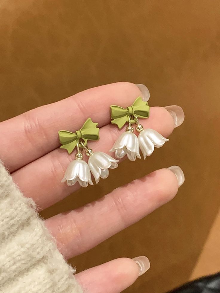 Lily Bloom Bow Drop Earrings - SubhagAlankar