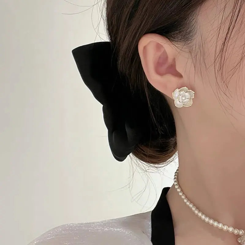 Elegant Rose Pearl Stud Earring - SubhagAlankar