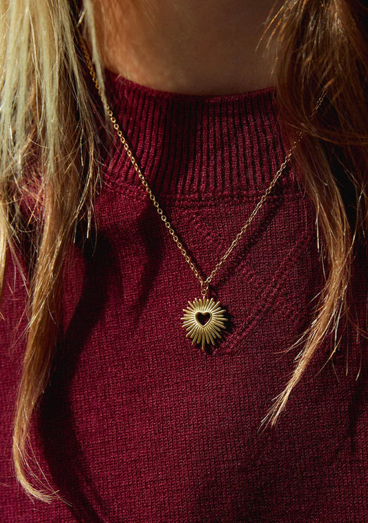 Sunburst Heart Pendant Necklace - SubhagAlankar