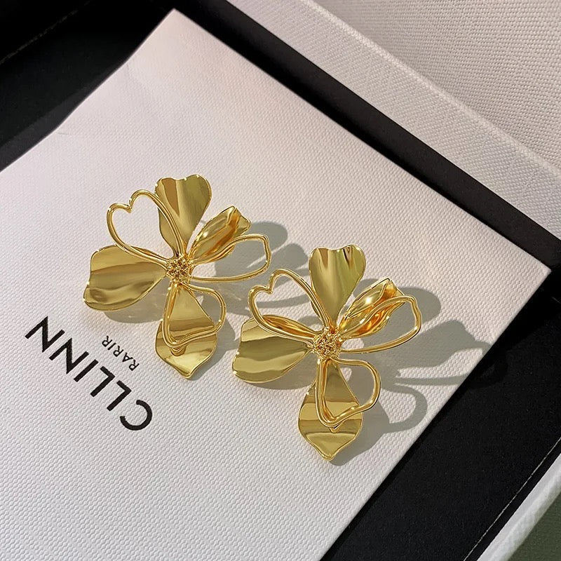 Golden Glamour Blossom Earrings - SubhagAlankar