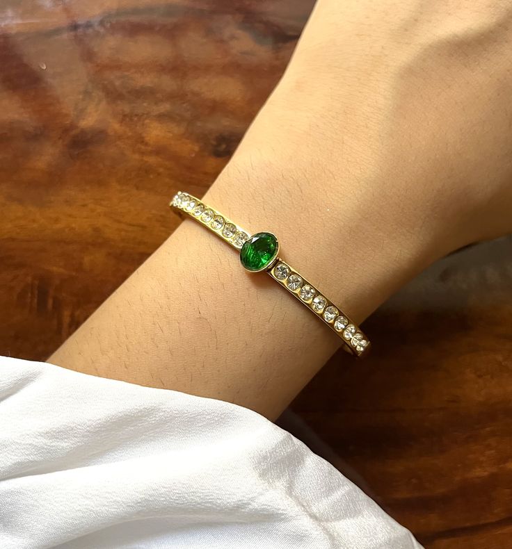 All Day Crystal - Green Thin Wrist/ Baby Size bracelet