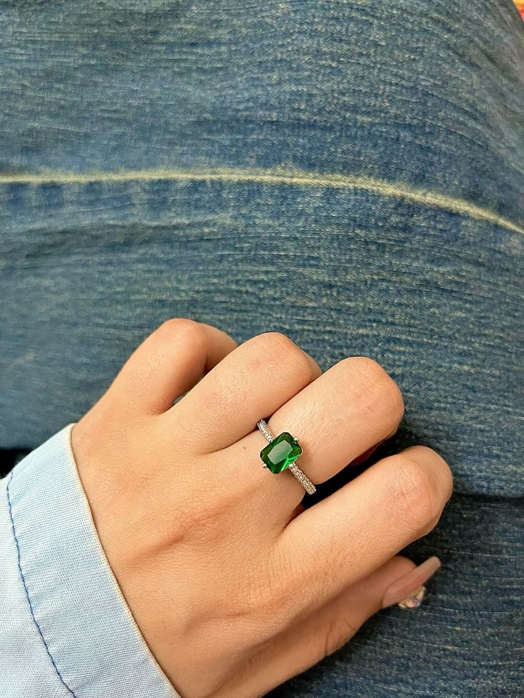 Green Gem Solitaire Ring