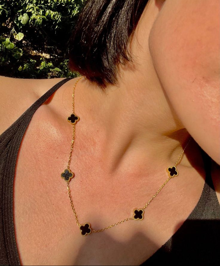 Statement Black Clover Necklace