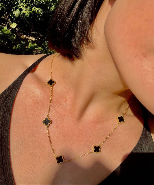 Statement Black Clover Necklace