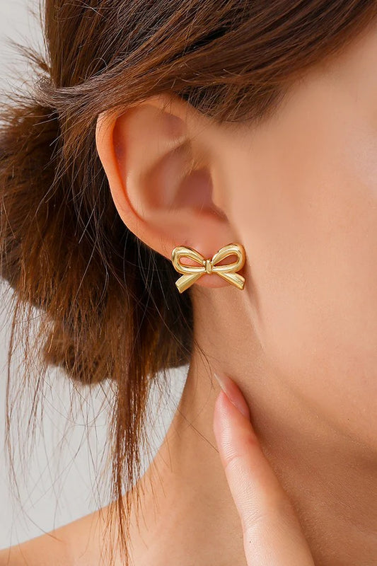 18k Gold Plated Mini Bow Stud Earrings - SubhagAlankar