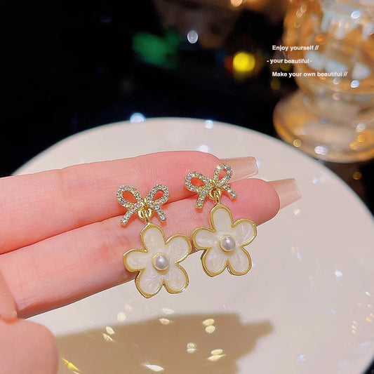 Dainty Floral Bow Earrings - SubhagAlankar