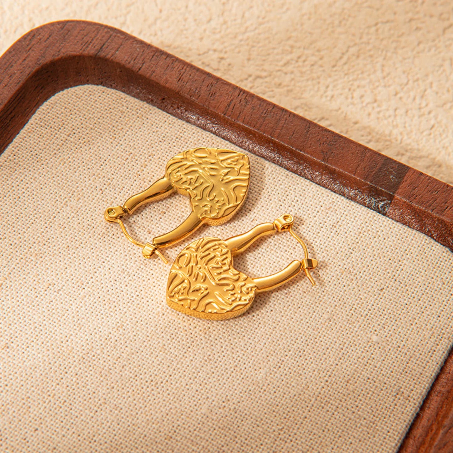 Textured Heart Hoop Earrings - SubhagAlankar