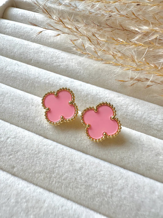 Statement Pink Clover Studs - SubhagAlankar