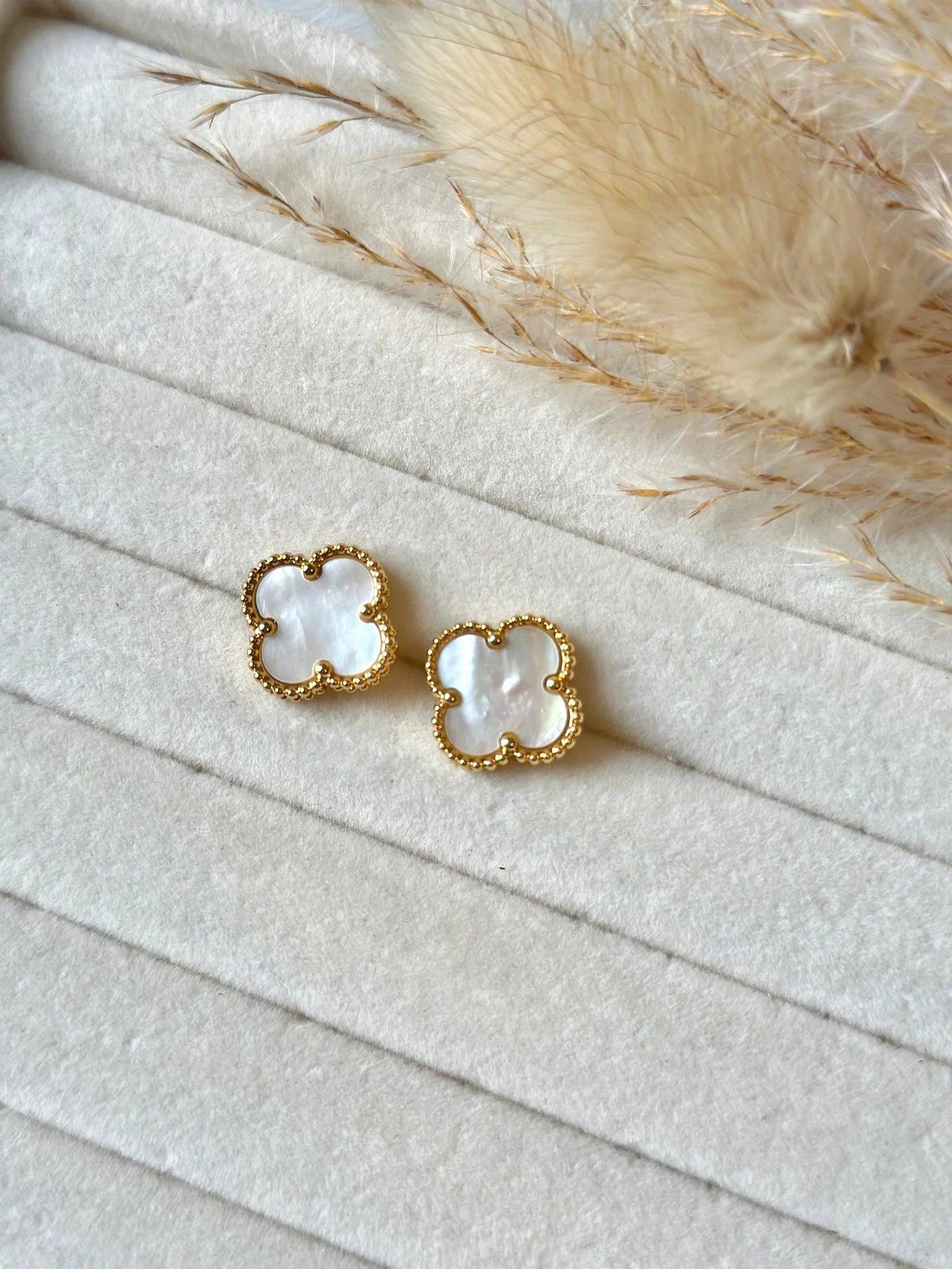 Statement White Clover Studs - SubhagAlankar